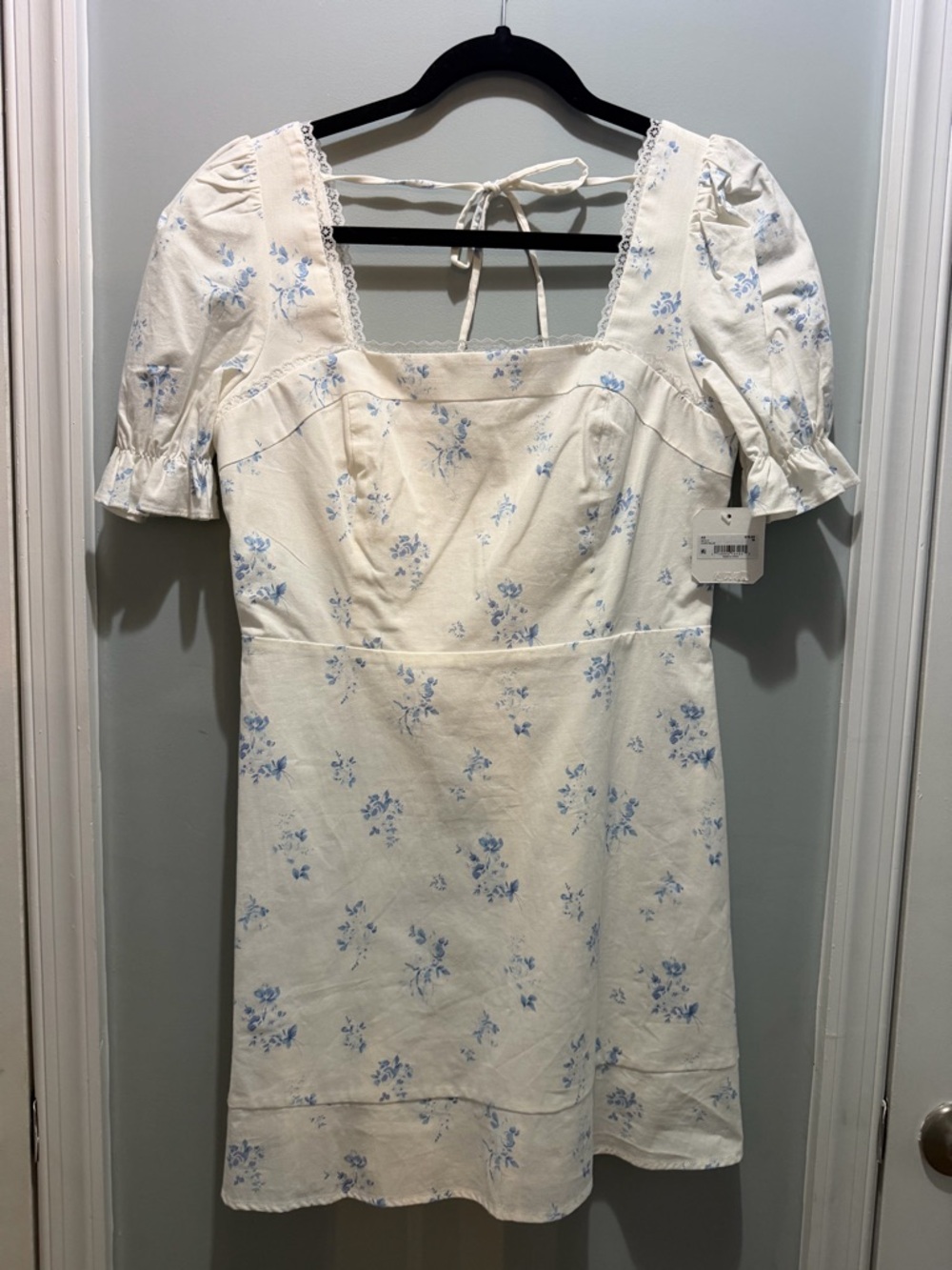 Altar'd State Cream Mini Dress with Blue Floral Print